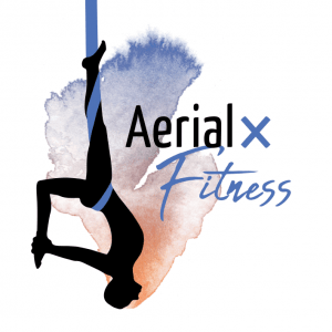 Aerial Yoga Tuch Aerial x Fitness blau Logo